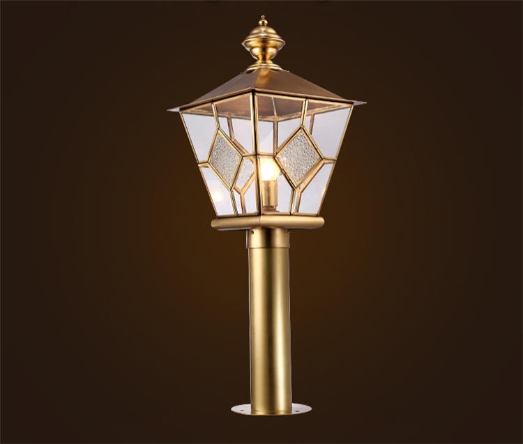 LED source E27 1. Hele Outdoor Pillar Lantern või Copper Pillar Light Tempered Glass